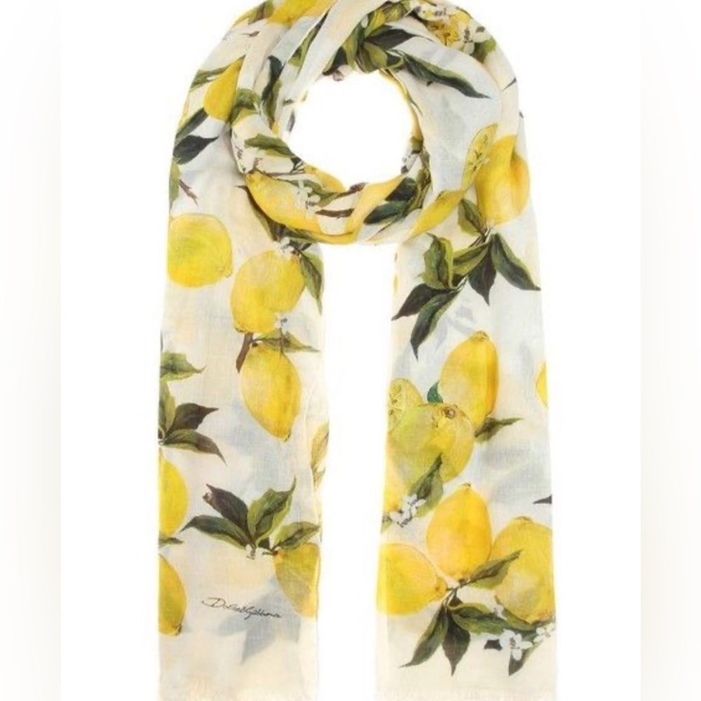Studio Yellow Lemon Print Scarf